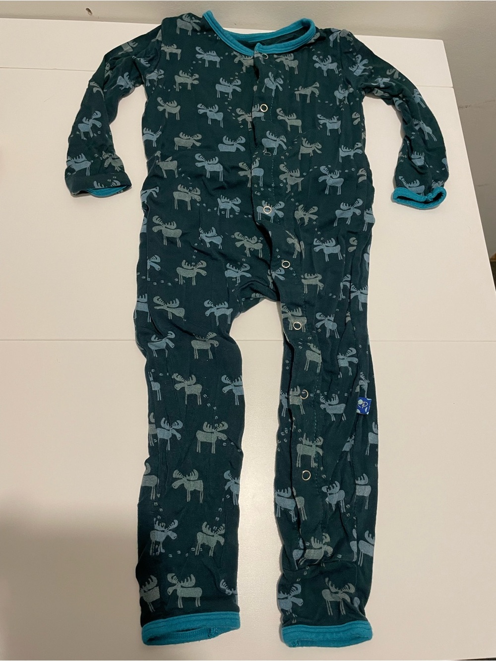 Kickee Pants Brand Size 18-24 Months Moose Print One Piece Pajama Outfit Bamboo